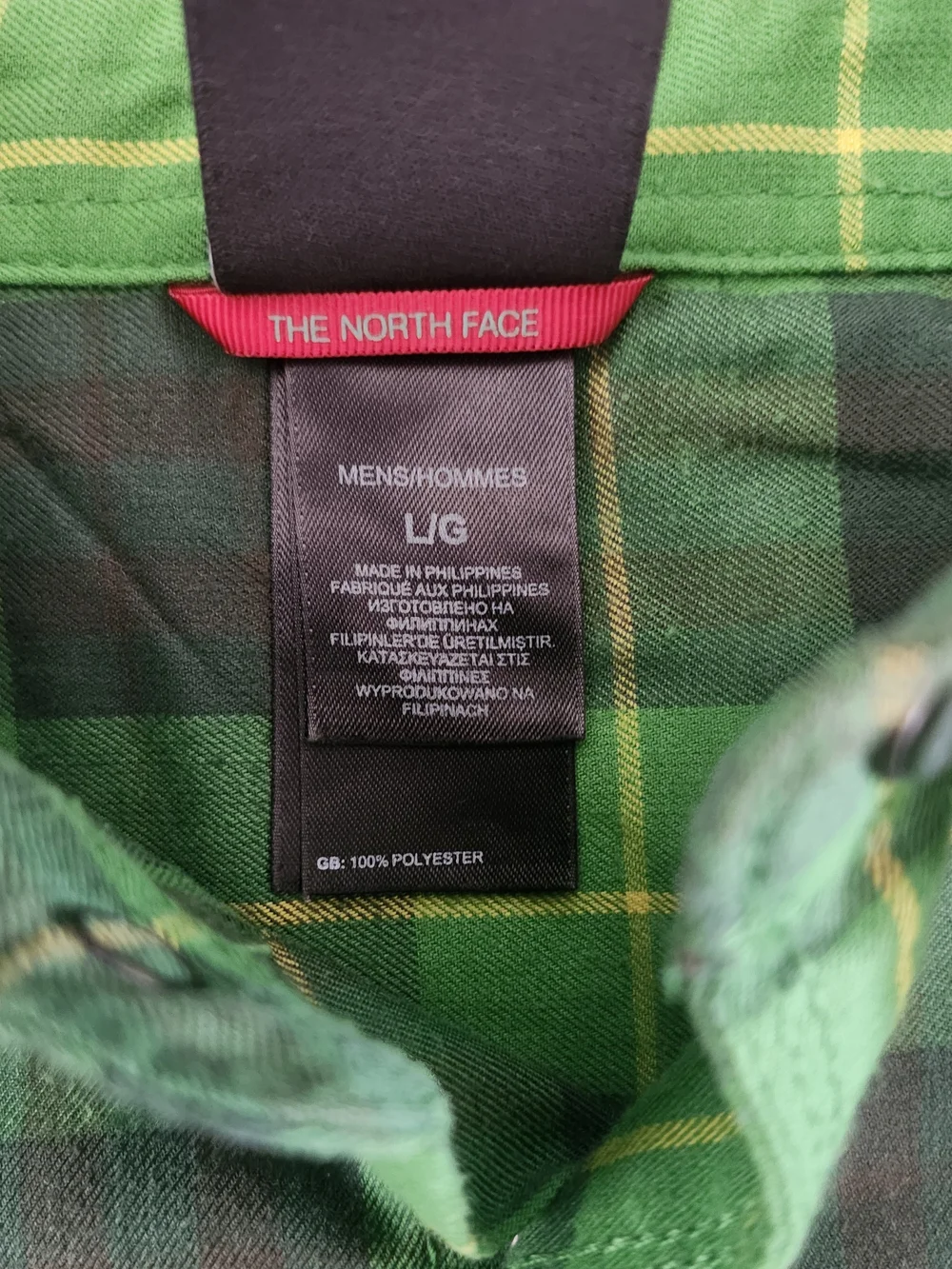 The North Face Green Plaid Button-Down Flannel Shirt Men's Large